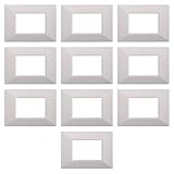 CONFEZIONE DA 10 PLACCHE PIRAMIDE SQUADRATE, IN TECNOPOLIMERO, COMPATIBILE CON BTICINO AXOLUTE, 3 MODULI/POSTI, BIANCO, RETTAGOLARI, DESIGN ELEGANTE E MODERNO, PER INTERRUTTORI/PRESE