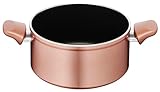 Lagostina Ramata Casseruola Fonda Antiaderente in Alluminio Ø 20 cm con Esterno Effetto Rame, Pentola Gas e Forno con Thermo-Signal, Rivestimento Titanium Easy, Due Maniglie in Bakelite