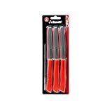 Zanetti, Set 6 Coltelli Tavola Daily Colore Rosso, Coltelli con Lama 11 cm, Spessore 1.2 mm, Coltello Cucina Manico Ergonomico