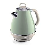Ariete Bollitore Vintage 2869, Bollitore Elettrico con Livello Acqua Visibile, Base Cordless a 360°, Spegnimento Automatico, Filtro Tisana, Capacità 1,7 L, Acciaio Inossidabile, 2000W, Verde