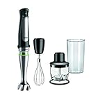 Braun MultiQuick 7 - Frullatore a Immersione con Tecnologia SplashControl, ActiveBlade, Selezione di Velocità Precisa, Tritatutto 350 mL, Frusta, Bicchiere 600 mL, 1000W, Nero (MQ7025X)