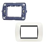 Placca 3 Posti o moduli con Supporto a Vite Living International Light Bticino Tecnopolimero L4803 (Bianco L4803PB)