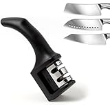 IPEA Affilacoltelli Manuale 2 Fasi - AFFILATURA + FINITURA - in Acciao e Ceramica - Design Ergonomico - Affilatore per Coltelli da Cucina o da Chef, Lame, Utensili, Forbici - Nero