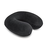 Amazon Basics Cuscino per il collo, in memory foam, 1 unità, Semicircolare, Nero