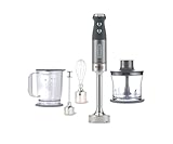 Kenwood HDM804SI Mixer ad Immersione, Dotato di Frusta a Filo in Acciaio, Frullino, Bicchiere Graduato con Manico e Coperchio da 1L, Tritatutto da 0,50L, Potenza 1000watt, Plastica, Grigio