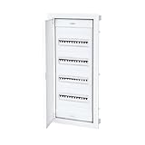 Made in Italy, Centralino bianco 48+8 moduli/apparecchi, installazione ad incasso, sportello in metallo, misure 368x753x93 mm, con morsettiere di distribuzione e guide DIN, quadro impianto elettrico