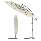 VOUNOT® Ombrellone da Giardino, Diametro 3M, Ombrellone Decentrato Parasole, con Base a Croce, Protezione UV, Beige