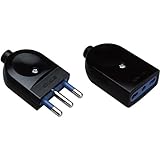 POLY POOL - PP0443.1S Kit Coppia Presa Bivalente e Spina Standard Italiano 16A - Set Spina/Presa Volanti Nere - Presa Bipasso Adattabile Ad Ogni Spina Standard Italiano - Spina/Presa per Casa e Lavoro