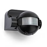 Velamp Rilevatore di movimento infrarossi PIR per illuminazione - Sensore automatico - Impermeabile IP44 - Carico massimo 1KW - Regolazione sensibilità e durata - Installazione facile – Colore Nero