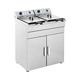 Royal Catering Friggitrice Professionale con Armadietto Sottostante Friggitrice Elettrica Doppia RCKF 16D (2 x 16 L, 2 x 6.000 W, 400 V Corrente ad alta tensione)