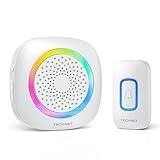 TECKNET Campanello Senza Fili Alimentato a Batteria Impermeabile IP66, Portata 400M, 5 Livelli Volume 60 Melodie, Batteria Rimovibile RGB Campanello Wireless Esterno per Casa, Ufficio, Emergenza ecc