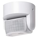 EMOS - Rilevatore di movimento a infrarossi impermeabile - Portata 12 m - Sensibilità 3-2000 lux - Angolo di rilevamento 180° - Durata di commutazione da 10 sec a 15 min - 230 V per montaggio a parete