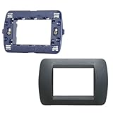 Placca 3 Posti o moduli con Supporto a Vite Living International Light Bticino Tecnopolimero L4803 (Acciaio Scuro L4803PA)