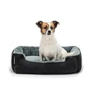 lionto Letto per cani con cuscino reversibile e base antiscivolo, cuscino robusto con ingresso basso per cani e gatti di ogni età, 60x48 cm, cuccia accogliente, nero/grigio