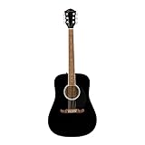 Fender FA-125 Dreadnought Chitarra Acustica, Tastiera in Noce, Nero, con Custodia Trasportabile per Chitarra