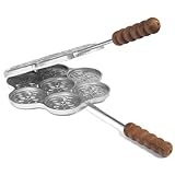 NAMAI - Tigelliera, 7 Posti da 9CM, Alluminio Pressofuso Professionale, Adatta In Lavastoviglie, Manici In Legno, Stampo Per Tigelle, Made in Italy (tigella 7 posti 9cm)