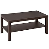 HOMCOM Tavolino da Salotto Rettangolare Classico con Ripiano Portaoggetti Legno 90×45×44.5cm