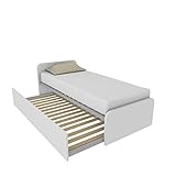 MOBILFINO CAMERETTE 964R Letto con secondo letto estraibile indipendente e sollevabile per formare un matrimoniale, reti incluse,testate personalizzabili made in italy BIANCO