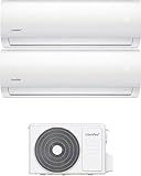 CFW12AIU + CFW09AIU + 2F18K - Climatizzatore Dual Split, 9000 + 12000 Btu, con Pompa di calore, Classe energetica A++/A+