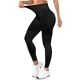 Dreaku Leggins Anticellulite Donna, Leggings Sportivi Lunghi Compressione Push Up Glutei, Vita Alta Opachi Yoga Pilates Fitness (IT, Testo, L, Regular, Regular, Nero)