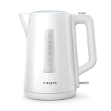 Philips serie 3000 Bollitore Ampia Capacità 1,7l, Protezione dall'Accensione a Secco, Indicatore per le Tazze, Filtro Anticalcare, Coperchio a Molla con Pulsante, Base Girevole a 360° (HD9318/00)