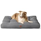 Bedsure Cesto per cani di grandi dimensioni, impermeabile, cuscino per cani in tessuto Oxford, materasso per letto per cani lavabile, grigio, 110 x 89 x 10 cm