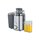 SEVERIN Centrifuga Frutta e Verdura, 400W, 19.000 giri/min, 2 Velocità, Contenitore Succo 0,5L, Contenitore Polpa 1,5L, Antigoccia, BPA Free, 35,0 x 20,0 x 28,0 cm, Nero/Acciaio Inox - ES 3566