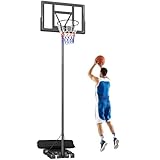 SPORTNOW Canestro Basket Esterno Regolabile in Altezza 135-305 cm, Canestro da Basket con Ruote, Base Riempibile, Sacco di Peso, Tabellone Infrangibile, Portatile per Interno Adulti Adolescenti, Nero