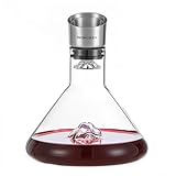 WIWONEY Decanter per vino, caraffa vino con filtro aeratore in vetro, aeratore per vini a design montagna innevata, regalo per vino, 1500ml
