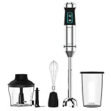 Cecotec Frullatore a Immersione Power Titanblack 1500 XL Cream&Crush, Potenza 1500 W, Lama A 4 Foglie con Rivestimento in Titanio, Piede XL, Cappa Antispruzzo, Velocità Regolabile, Funzione Turbo