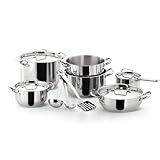 Lagostina Set di Pentole Induzione, Gas e Forno in Acciaio Inox 18/10, 13 Pezzi, Fondo Lagoseal Plus Triplo Strato, Batteria Pentole con 4 Casseruole, 2 Pentole, 4 Coperchi, 3 Utensili Cucina