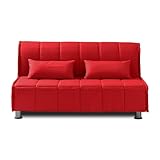 EVERGREENWEB Divano Letto 2 Posti con Materasso Matrimoniale 140x190 Ortopedico, Prontoletto RICHIUDIBILE con Rivestimento SFODERABILE e Lavabile, Coppia Cuscini SUPERSOFT Abbinati color Rosso EVENING