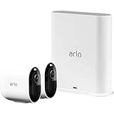 Arlo Pro3, 2 Telecamere di videosorveglianza wi-fi 2K HDR, con faro e allarme, Visione Notturna a Colori, audio, interno ed esterno, Prova Arlo Secure Inclusa, Bianco