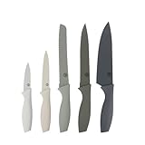 MasterChef Coltelli da Cucina, Collezione di Coltello Chef per Pane, Carne e Verdure, Acciaio Inox, Prova di Calore, Lavabile in Lavastoviglie, 5 Pezzi, Grigio