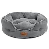 Bedsure Letto per Cani Piccoli Lavabile - Letti Grandi per Gatti da Interno e Cuccioli, Letto Rotondo per Cani di Media Taglia con Fondo Antiscivolo, grigio, 51 x 48 x 15cm