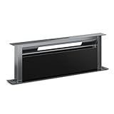Klarstein Verosteel Cappa Aspirante 90 cm - A++ Efficienza, 906,2 m³/h, Touch Invisibile, LED, Filtro Carbone, Cappa Cucina a Scomparsa, Vetro Nero & Alluminio, Silenziosa