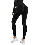 DUROFIT Leggins Donna Push up Leggings Sportivi Vita Alta con Tasche Anticellulite Pantaloni Palestra per Fitness Yoga Pant Nero S