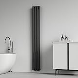 [neu.haus] Termosifone da Parete Radiatore Design Riscaldamento ad Acqua Calda Termoarredo a Pannello Singolo con Elementi Tubolari 180 x 24 cm - Nero