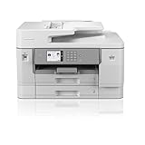 Brother MFCJ6955DW | Multifunzione Inkjet a colori A4/A3 | 2 cassetti da 250 fogli cad e ADF da 50 | Touchscreen 8.8 Cm | USB, LAN, WiFi | Colore Bianco | Ink inbox BK da 3000pp e Colori da 1500pp