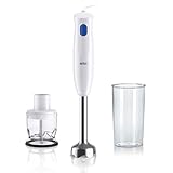 Braun MultiQuick 1 MQ10.201MWH MINIPIMER con 5 ANNI DI ASSISTENZA, Frullatore ad Immersione Leggero, Tecnologia EasyTwist, 2 ACCESSORI, asta in acciaio, 450W, Bianco