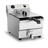 Royal Catering Friggitrice Elettrica Con Zona Fredda e Rubinetto di Scarico RCEF-13EHB (13 litri, 3.200 W, Acciaio inox, 50-200 °C)