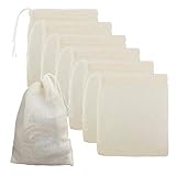 Sacchetti in Mussola di Cotone, Confezione da 50, con Coulisse, 10 x 8 cm, 100% Cotone, Sacchetti in Rete riutilizzabili per tè, caffè, filtri, spezie