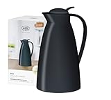 alfi ECO 1,0l,velvet black mat,caraffa thermos con igienico inserto in vetro temprato in plastica,chiusura a vite con pulsante,usabile con una sola mano,ottima come caraffa da caffè e da tè,senza BPA