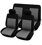 Rebeca Shop COPRISEDILI UNIVERSALI per Auto Kit Anteriore E Posteriore Vari colori Soft Confortevole Traspirante Protezione per Sedili Auto (Grigio/Nero)
