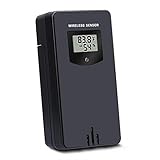 Kalawen Trasmettitore Sensore Meteo Esterno Wireless Temperature umidità per Stazione Meteorologica e Orologio Proiezione Soffitto, Nero