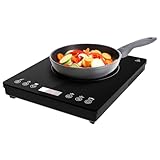 Cecotec Piastra di induzione portatile 1 Fuoco Full Magma Slim. 2000 W di potenza in 8 livelli, design in vetro ad alta resistenza, display touch, timer, facile pulizia