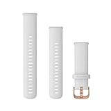 Garmin Cinturino Originale Forerunner 255S, 265S, Venu 3S, 2S, vivoactive 4S e vivomove 3S, 18mm, Sgancio rapido, Silicone, White & Rose Gold
