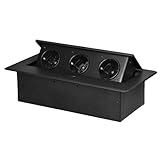 Miratic Multipresa a Scomparsa con Bordo Piatto Ciabatta Estraibile Presa da Incasso Retrattile Vari Colori 3x2 Poli e Terra Schuko - Senza Cavo (nero)