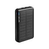 SBS Solar PowerBank, 10000mAh, Power Bank con Pannello Solare, Ricarica Rapida, Intelligent Charge (IC), LED di Carica, 1 USB-C, 2 USB-A, Caricabatterie Portatile da Viaggio, Design Compatto, Nero