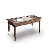 Mobili Fiver, Tavolino da salotto, Classico, Noce, Nobilitato/Vetro, Tavolino da Salotto Moderno per divano, Made in Italy